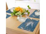 Tovagliette Abakuhaus Narvalo, Felice Balena Artica Con Corno Che Nuota Nel Mare, Disegno Animale In Stile Caricatura, Tiscjdeco In Tessuto Resistente Al Lavaggio Per La Sala Da Pranzo E La Cucina, Multicolore