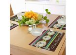 Abakuhaus Casa Dolce Casa, Felicità Assoluta Tovagliette, Strisce Colorate Con Citazione Tre Chiavi Antiche In Cornice Circolare, Stampa Digitale Su Tessuto Lavabile Decorazione Da Tavola Cucina, Multicolore