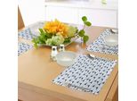 Tovagliette Abakuhaus Wal, Onde Oceaniche Stilizzate Orizzontali Con Pesci Blu Simpatici Animali Marini, Tiscjdeco In Tessuto Resistente Al Lavaggio Per La Sala Da Pranzo E La Cucina, Azzurro, Blu Navy, Bianco