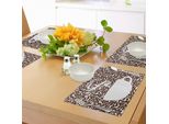 Tovagliette Abakuhaus, Silhouette Di Una Tazza Di Caffè Bollente Su Chicchi Di Arabica Freschi E Aromatici Gourmet Choice, Tiscjdeco In Tessuto Resistente Al Lavaggio Per La Sala Da Pranzo E La Cucina, Bianco Marrone