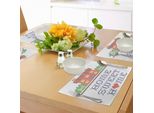 Abakuhaus Casa Dolce Casa, Felicità Assoluta Tovagliette, Grafica Colorata Stile Ricamo A Punto Croce Design Tema Fatto A Mano, Tiscjdeco In Tessuto Resistente Al Lavaggio Per La Sala Da Pranzo E La Cucina, Multicolore