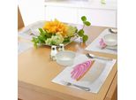 Abakuhaus Tovagliette Arancioni E Rosa, Illustrazione Di Una Torta Rosa, Un Delizioso Dessert Da Forno, Decorazioni Per La Tavola In Tessuto Resistente Al Lavaggio Per La Sala Da Pranzo E La Cucina, Arancione Crema Rosa