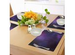 Tovagliette Abakuhaus, Illustrazioni Di Nebulose Galattiche, Stelle, Costellazioni E Via Lattea, Tiscjdeco In Tessuto Resistente Ai Colori Per La Sala Da Pranzo E La Cucina, Viola, Nero, Rosa