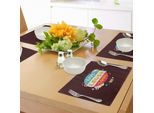 Abakuhaus Tovagliette, Mongolfiera Hippie Colorata Con Frase D'amore E Risate Dal Vivo, Simpatico Stile Retrò, Decorazione Da Tavola In Tessuto Resistente Ai Colori Per La Sala Da Pranzo E La Cucina, Multicolore