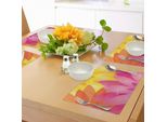 Abakuhaus Tovagliette Arancioni E Rosa, Composizione Floreale Colorata Con Foglie Botaniche In Fiore, Decorazioni Da Tavola In Tessuto Resistente Al Lavaggio Per La Sala Da Pranzo E La Cucina, Rosa Chiaro, Arancione, Giallo