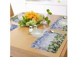 Tovagliette Natalizie Abakuhaus, Neve Che Cade E Rami Di Abete Con Pigne E Stelle Su Sfondo Bokeh, Decorazioni Da Tavola In Tessuto Resistente Al Lavaggio Per La Sala Da Pranzo E La Cucina, Multicolore.
