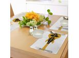 Tovagliette Abakuhaus Detroit, Motivo Con Silhouette Di Grattacieli, Riflessi, Chitarre Elettriche E Strumenti Musicali, Tiscjdeco In Tessuto Resistente Ai Colori Per La Sala Da Pranzo E La Cucina, Giallo E Nero
