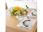 Tovagliette Abakuhaus Con Motivo Ittico, Salmone Che Salta Fuori Dall'acqua Con Spruzzi D'acqua, Disegno Cartoon Fotorealistico Aerografato, Tiscjdeco In Tessuto Resistente Al Lavaggio Per Sala Da Pranzo E Cucina, Multicolore