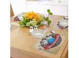 Tovagliette Abakuhaus Bowling Party, Emblema Sportivo Retrò Vecchio Stile Con Nastro E Design Tipografico, Tiscjdeco In Tessuto Resistente Al Lavaggio Per La Sala Da Pranzo E La Cucina, Multicolore