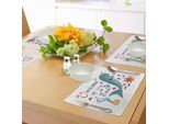 Tovagliette Abakuhaus Narvalo, Colorate Con Narvali Che Nuotano Con Il Branco Di Pesci Unicorno Marini, Tiscjdeco In Tessuto Resistente Ai Colori Per La Sala Da Pranzo E La Cucina, Multicolore