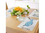 Tovagliette Abakuhaus Narwal, Disegno Caricaturale Di Balena Con Corno Arcobaleno Unicorno Dell'oceano Artico, Tiscjdeco In Tessuto Resistente Al Lavaggio Per Sala Da Pranzo E Cucina, Multicolore