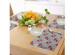Tovagliette Abakuhaus Acquerellate, Motivo Rose Con Strisce Verticali - Romantico Biglietto Di San Valentino, Decorazione Da Tavola In Tessuto Resistente Al Lavaggio Per Sala Da Pranzo E Cucina, Verde Reseda Nero Rubino
