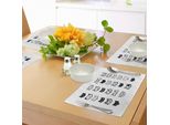 Abakuhaus Tovagliette Per Amanti Dei Gatti, Collezione Di Illustrazioni Caricaturali Di Teste Di Gatti In Bianco E Nero, Tiscjdeco In Tessuto Resistente Ai Colori Per La Sala Da Pranzo E La Cucina, Bianco E Nero