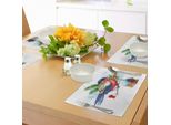 Tovagliette Abakuhaus Con Motivo Di Sorbo, Composizione Natalizia Con Simpatico Ciuffolotto, Pino E Pigna In Inverno, Tessuto Lavabile E Resistente Allo Scolorimento Per Sala Da Pranzo E Cucina, Multicolore