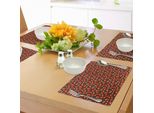 Tovagliette Abakuhaus Con Motivo A Zampe Di Volpe, Sfondo Con Motivo A Impronte E Simpatici Animali Della Foresta Disegnati Dai Bambini, Tovagliette Decorative In Tessuto Resistente Al Lavaggio Per La Sala Da Pranzo E La Cucina, Verde Militare, Arancione, Bianco.
