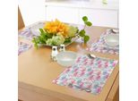 Tovagliette Abakuhaus Acquerellate, Fenicotteri In Tanti Colori Illustrazioni Di Uccelli E Animali Esotici Disegnate A Mano, Tiscjdeco In Tessuto Resistente Ai Colori Per La Sala Da Pranzo E La Cucina, Azzurro, Rosa Salmone