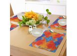 Tovagliette Abakuhaus Trippy, Motivo Caleidoscopico - Vivace Immagine Psichedelica Blu E Arancione - Motivo Simmetrico, Tovaglietta Decorativa In Tessuto Resistente Al Lavaggio Per La Sala Da Pranzo E La Cucina, Multicolore