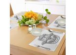 Tovagliette Abakuhaus Hamsa, Icona Vintage Con Dettagli Ispirati Al Motivo Paisley Pesci E Fiori Occhio Malvagio Disegnate A Mano, Tiscjdeco In Tessuto Resistente Al Lavaggio Per La Sala Da Pranzo E La Cucina, Bianco Nero