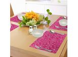 Tovagliette Abakuhaus Rosa, Motivo Floreale Su Sfondo Rosa Primavera Flourish Bloom, Decorazioni Per La Tavola In Tessuto Resistente Al Lavaggio Per La Sala Da Pranzo E La Cucina, Rosa Lilla Bianco