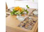 Tovagliette Abakuhaus Tiger, Simbolo Animale Tropicale Dell'armonia Naturale Del Bengala E Del Tucano, Tiscjdeco In Tessuto Resistente Al Lavaggio Per La Sala Da Pranzo E La Cucina, Marrone Giallo Blu Scuro Marrone