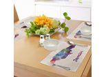 Abakuhaus Tovagliette Giamaicane, Mappa Astratta Acquerellata Della Giamaica - Effetto Pennellata Ispirato Alla Psichedelia Locale, Tovagliette Decorative In Tessuto Resistente Ai Colori Per La Sala Da Pranzo E La Cucina, Multicolore