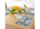 Tovagliette Abakuhaus Con Motivo Pupazzo Di Neve, Stile Acquerello, Neve Che Cade All'aperto, Tema Natale, Uccelli Ciuffolotti Invernali, Tiscjdeco In Tessuto Resistente Al Lavaggio Per Sala Da Pranzo E Cucina, Multicolore