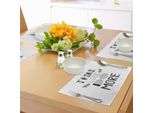 Abakuhaus Tovagliette Motivazionali, Monocromatiche Pensare Meno, Fare Di Più Citazione Con Diversi Caratteri Tipografici Disposizione Delle Foglie, Tiscjdeco In Tessuto Resistente Al Lavaggio Per La Sala Da Pranzo E La Cucina, Bianco Nero