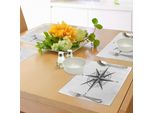 Tovagliette Abakuhaus Kompass, Rosa Dei Venti Disegnata A Mano Con Indicazioni Complete Nord-Sud-Ovest, Tiscjdeco In Tessuto Resistente Al Lavaggio Per La Sala Da Pranzo E La Cucina, Grigio Antracite Bianco