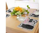 Abakuhaus Tacchi E Abiti Tovagliette, Nero Abito Da Cocktail Elegante Profumo Trucco Pochette, Tiscjdeco In Tessuto Resistente Al Colore Per La Sala Da Pranzo E La Cucina, Marrone Chiaro Rosa Chiaro Nero