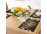 Tovagliette Abakuhaus In Tessuto, Romantico Motivo A Cuori Con Pois E Fiori, Illustrazione In Stile San Valentino, Decorazione Da Tavola In Tessuto Resistente Al Lavaggio Per Sala Da Pranzo E Cucina, Beige Marrone