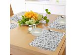 Tovagliette Abakuhaus Con Fiocchi Di Neve, Motivo A Pizzo Con Fiocchi Di Neve, Stagione Invernale, Illustrazione Natalizia, Decorazione Da Tavola In Tessuto Resistente Al Lavaggio Per Sala Da Pranzo E Cucina, Bianco, Nero, Blu