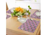 Tovagliette Abakuhaus Lotus, Il Fiore Della Prosperità Nell'illustrazione Orientale Di Farfalle E Fiori Di Loto, Tiscjdeco In Tessuto Resistente Ai Colori Per La Sala Da Pranzo E La Cucina, Multicolore