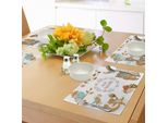 Tovagliette Abakuhaus Per Bambini, Con Animali Cartoon, Orso Grizzly E Funghi Selvatici, Tiscjdeco In Tessuto Resistente Ai Colori Per La Sala Da Pranzo E La Cucina, Multicolore