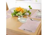 Tovagliette Abakuhaus Fleur De Lis, Motivi Floreali Rosa Antico Con Gigli E Motivo A Scacchi - Araldica Francese, Tiscjdeco In Tessuto Resistente Al Lavaggio Per La Sala Da Pranzo E La Cucina, Rosa Crema