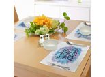 Abakuhaus Tovagliette Motivazionali, Composizione Astratta Con Citazioni Di Felicità Disegnate A Mano Con Effetto Pennellata, Tiscjdeco In Tessuto Resistente Al Colore Per La Sala Da Pranzo E La Cucina, Rosa Essiccata Nero Blu