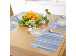Tovagliette Nordiche Abakuhaus, Motivo Geometrico Verticale Ricamato, Motivo Chevron Scandinavo Con Fiori, Tiscjdeco In Tessuto Resistente Al Lavaggio Per La Sala Da Pranzo E La Cucina, Azzurro Blu