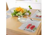 Abakuhaus Tovagliette Con Motivo Papavero, Freschi Fiori E Boccioli Da Giardino, Romantico Bouquet Da Sposa, Decorazioni Da Tavola In Tessuto Resistente Al Lavaggio Per Sala Da Pranzo E Cucina, Rosso Cinabro, Grigio Chiaro, Verde.