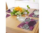 Tovagliette Abakuhaus Con Motivo Di Grandi Fiori E Boccioli Di Crisantemo Nei Toni Del Viola, Tiscjdeco In Tessuto Resistente Al Lavaggio Per La Sala Da Pranzo E La Cucina, Rosa Baby, Melanzana, Bianco.