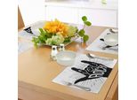 Tovagliette Abakuhaus Rock Music, Citazione Rock Con Simbolo Del Diavolo E Linee Astratte, Motivo Tatuaggio Monocromatico, Tiscjdeco In Tessuto Resistente Al Lavaggio Per Sala Da Pranzo E Cucina, Bianco E Nero