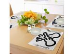 Tovagliette Abakuhaus Con Motivi Rock, Disegni Scarabocchiati, Chitarre, Simboli Rock, Strumenti Musicali Astratti In Tinta Unita, Tiscjdeco In Tessuto Resistente Al Lavaggio Per La Sala Da Pranzo E La Cucina, Bianco E Nero
