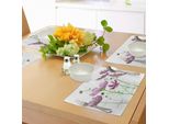 Abakuhaus Tovagliette Con Fiori Verdi, Motivo Cosmos Bipinnatus, Stagione Primaverile, Flora, Asteraceae, Fioritura, Elemento Botanico, Tiscjdeco In Tessuto Resistente Al Lavaggio, Per Sala Da Pranzo E Cucina, Viola E Verde