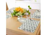 Tovagliette Abakuhaus Con Motivo Palma, Grafica Botanica Acquerellata Raffigurante Coppie Di Palme Aloha Forest Hawaiane, Tiscjdeco In Tessuto Resistente Al Lavaggio Per Sala Da Pranzo E Cucina, Bianco Verde Grigio