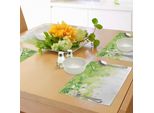 Abakuhaus Tovagliette Verdi, Composizione Floreale Astratta Primaverile Con Foglie E Fiori Fantasia, Decorazioni Da Tavola In Tessuto Resistente Al Lavaggio Per La Sala Da Pranzo E La Cucina, Giallo Bianco Verde