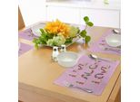 Abakuhaus Tovagliette "Vivi, Ridi, Ama"", Composizione Di Citazioni Floreali Su Uno Sfondo Rosa Astratto Con Motivo Tipografico, Tovaglietta Decorativa In Tessuto Resistente Al Lavaggio Per La Sala Da Pranzo E La Cucina, Multicolore"