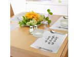Abakuhaus Tovagliette "Vivi, Ridi, Ama"", Scritta Astratta A Mano, Offerta Ispiratrice Con Linee Di Design Monocromatiche, Decorazioni Da Tavola In Tessuto Resistente Al Lavaggio Per La Sala Da Pranzo E La Cucina, Bianco E Nero."