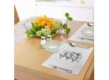 Abakuhaus Tovagliette "Vivi, Ridi, Ama"", Stile Calligrafico Motivazionale, Citazione Live Laugh Love, Design Monocromatico, Tiscjdeco In Tessuto Resistente Al Lavaggio Per Sala Da Pranzo E Cucina, Bianco E Nero"
