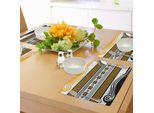 Abakuhaus Tovagliette Greche Con Motivi Neoclassici, Collezione Con Motivi A Meandro E Fiori Con Onde, Tessuto Lavabile E Resistente Allo Scolorimento Per Sala Da Pranzo E Cucina, Calendula Bianco Nero