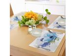 Abakuhaus Tovagliette Con Motivo Floreale Anemone, Motivo Floreale Rustico Con Fiori Acquerellati, Decorazioni Da Tavola In Tessuto Resistente Al Lavaggio Per La Sala Da Pranzo E La Cucina, Azzurro Lavanda Verde