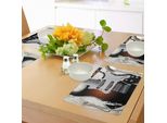 Tovagliette Abakuhaus Rock Music, Motivo Dettagliato Con Chitarre E Sfondo Retrò A Mezzitoni Con Corda, Tiscjdeco In Tessuto Resistente Al Lavaggio Per Sala Da Pranzo E Cucina, Multicolore