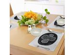 Tovagliette Abakuhaus Cactus, Schizzi Artistici Con Tema Floreale Grungy Monochrom-Saguaro Della Flora Messicana, Tiscjdeco In Tessuto Resistente Al Lavaggio Per La Sala Da Pranzo E La Cucina, Bianco E Nero